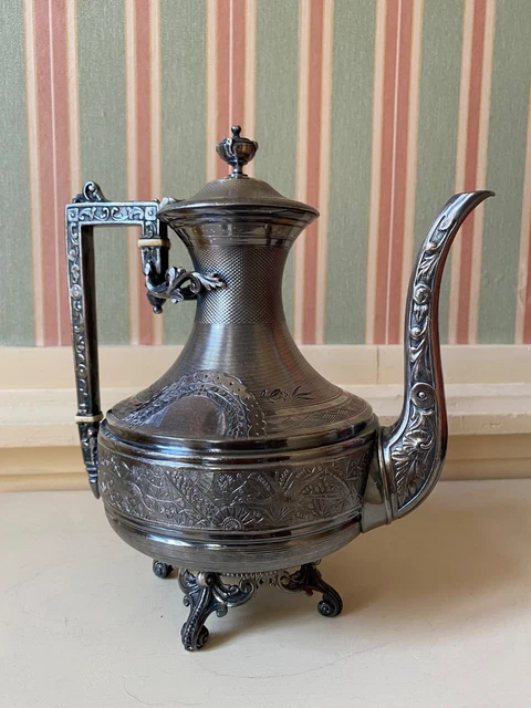 Service à thé Napoléon III avec pot à lait sucrier théière poinçon métal argenté