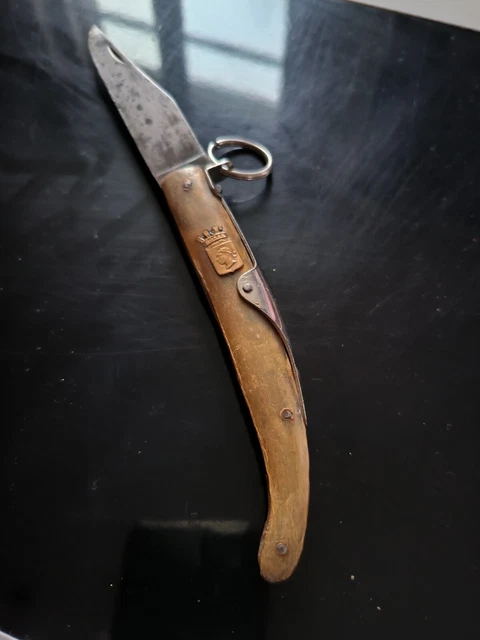 Corne à Chaussure Ancienne Long Manche Laiton, Tête De Cheval, Fabrication Coréenne