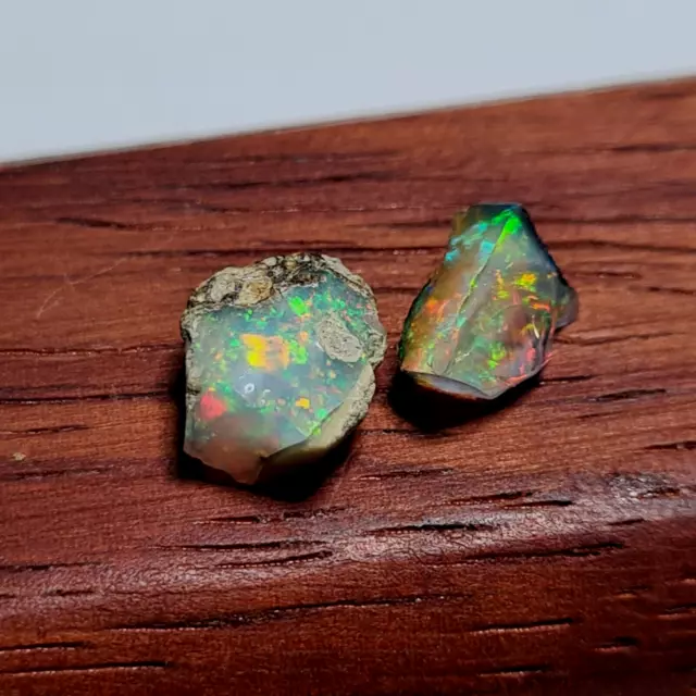 Ethiopian Opal Welo Rough 2 Pieces 3.10Cts. Natural uncut Gemstones