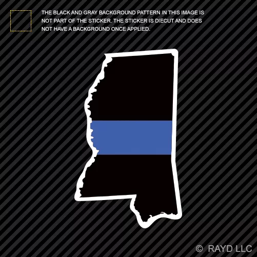 Mississippi State Shaped The Thin Blue Line Sticker Self Adhesive police MS