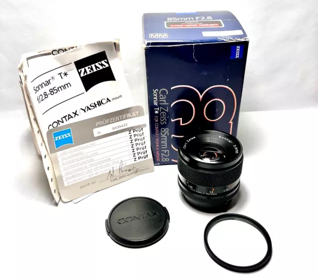 Zeiss Sonnar T* 85mm F2.8 MMJ MF Lens for Contax Mount in Box