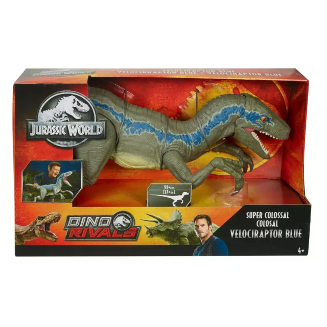 Velociraptor Blue Figurine Jurassic World Super Colossal Dino Rivals Mattel 45 C