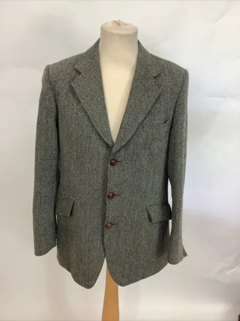 Vintage 80s Gurtex Harris Tweed jacket herringbone blazer wool retro country #1B