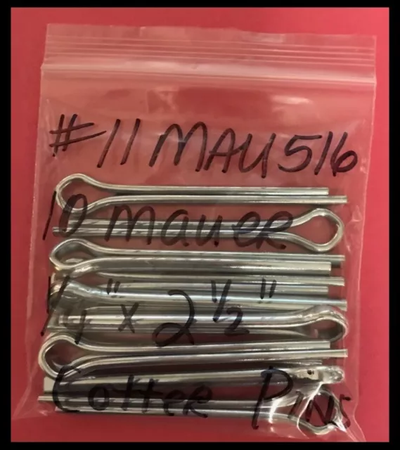 10pc MAUER Heavy Duty 1/4" x 2 1/2" Large Cotter Pins Value Pack