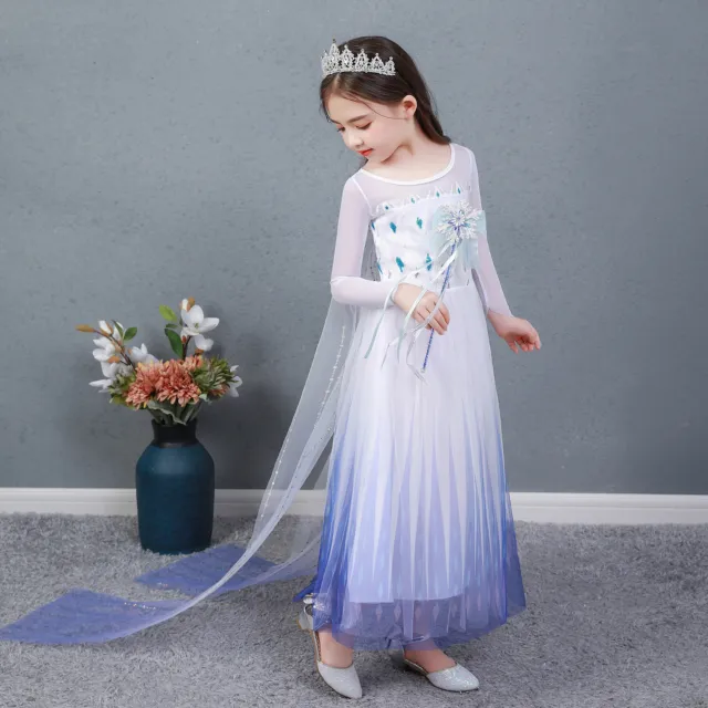Queen Elsa and Anna Cosplay Costume Girls Outfit Kids Party Fancy Dress Up