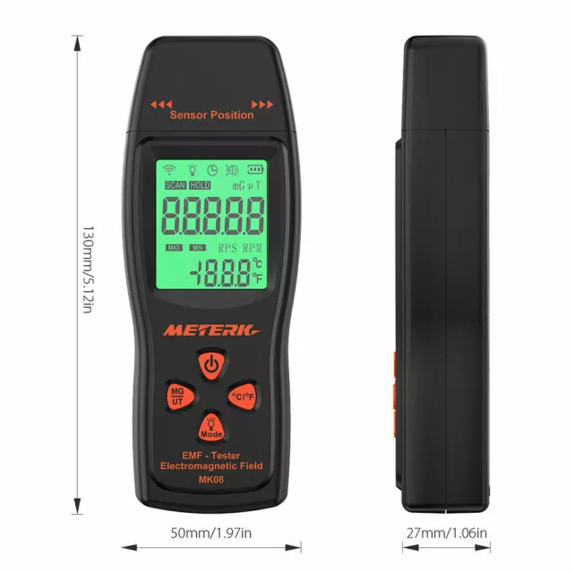 Meterk PRO Digital LCD EMF Meter Detector Electromagnetic Field Radiation Tester 3