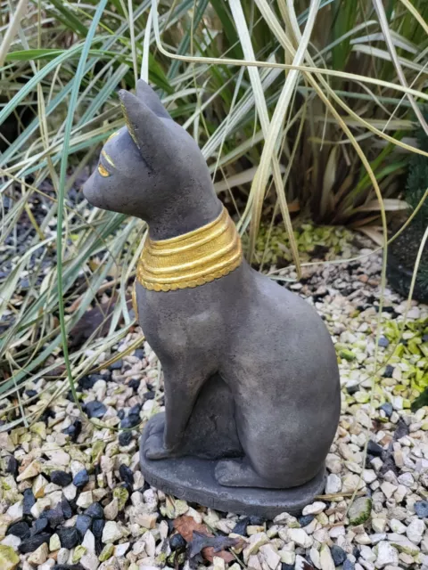 Stein Skulptur Ägyptische Katze Bastet  H. 29 cm Gartendekoration 3