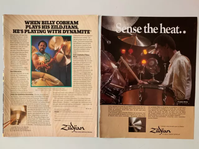 Lot Publicites Annees 80 Special Zildjian // Freddie White - Billy Cobham