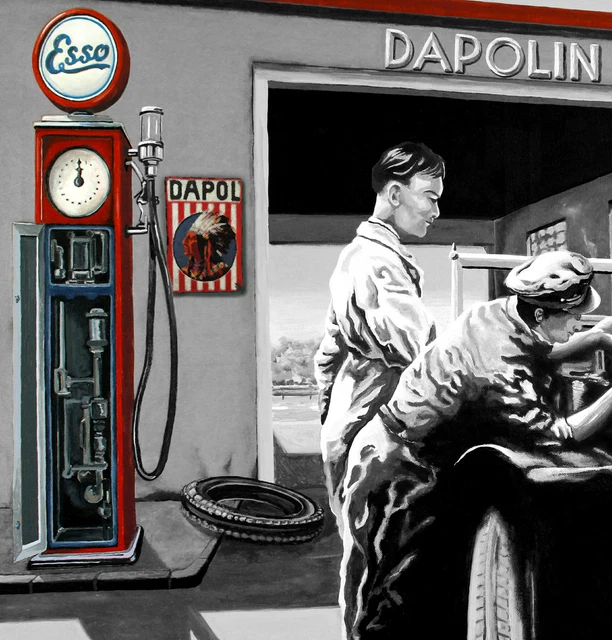 100x70cm Dapolin Esso Zapfsäule Essolub Oel Dapol Tankstelle Grafik Volker Welz