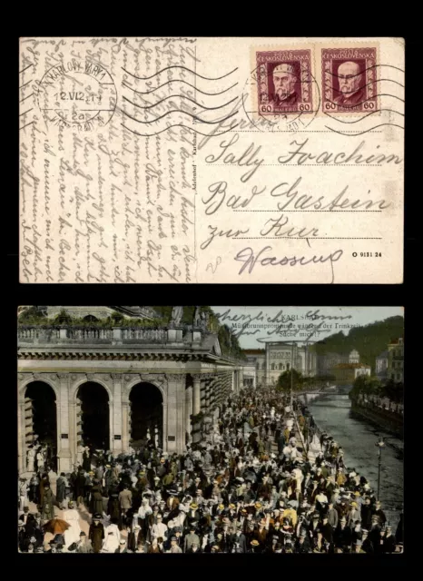 Mayfairstamps Checoslovaquia 1912 Karlovy Vary to Bad Gastein Grande Multitud Postca