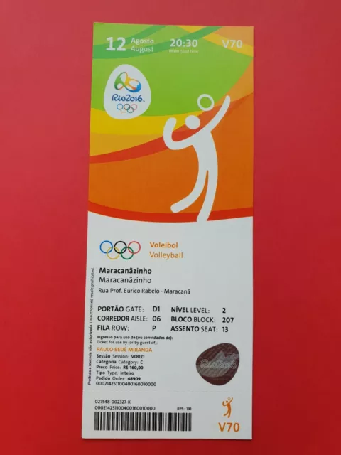 Used Ticket Olympic Games 2016 Rio Olympia Volleyball V70 Russia Japan BRA Korea