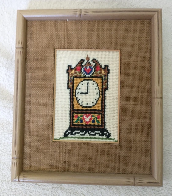 "Pequeño reloj de aguja de punto pequeño con marco estilo bambú 7x8"