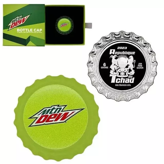 2023 Tchad Mountain Dew 6 gram .999 Silver Bottle Cap Only 20,000 Made!