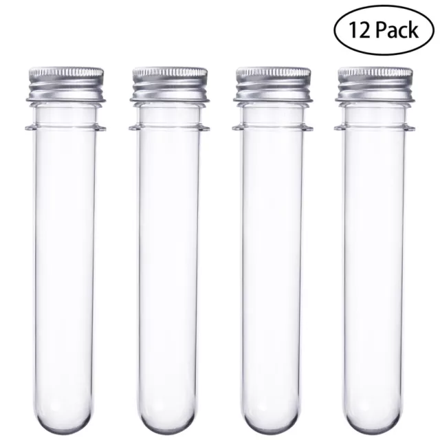 UEETEK 12pcs Plastic Test Tubes with Screw Caps 40ml Bath