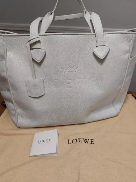 Women's Loewe Heritage Handbag Tote Bag Leather White