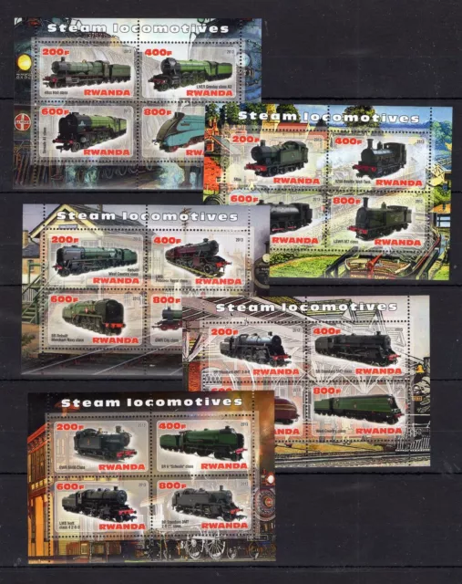 5x Locomotives - Trains - private iss. MNH** - AM2