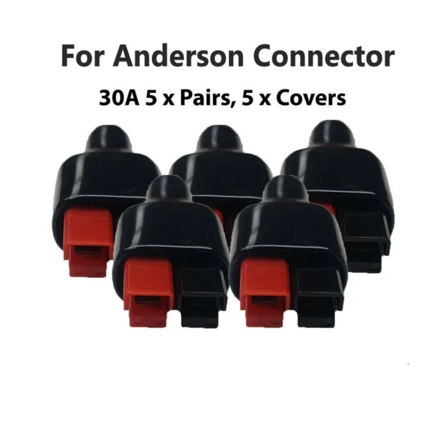 5 Coppie Di 30AMP For-Anderson-Style Connettore & Gomma Nero Cover / Maniche