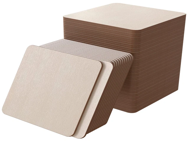 60 Pcs 4 x 4 Inch Unfinished Wood Pieces Blank Wood Squares 3 MM Thin Wooden