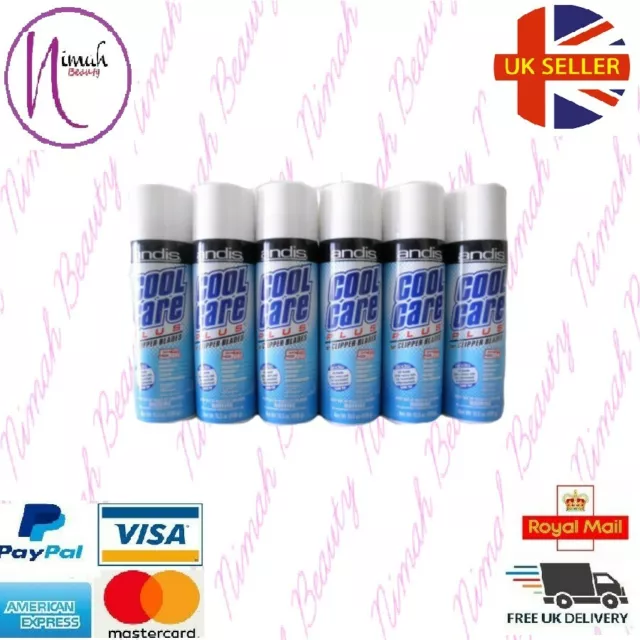 6 X Andis Cool Care Plus Spray For Clipper Blades - 5 in 1 Formula