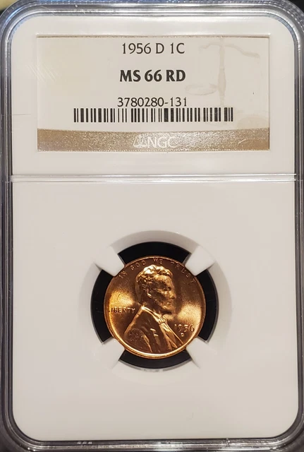 1956 D  Lincoln Head Cent  NGC  MS66 RD   Bright Red Wheatie
