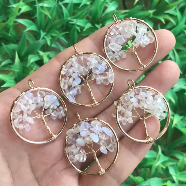 Yoga Opalite  Gems stone Tree of life Pendants Reiki Healing Amulet