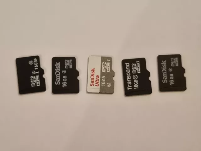 5 x 16GB MICRO SD HC MEMORY CARD JOB LOT - VARIOUS BRANDS - UK SELLER