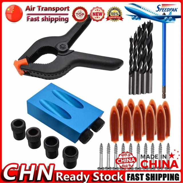34pcs Woodworking Hole Jig Kit 6/8/10mm Angle Drill Guide Set Locator Tools Fr