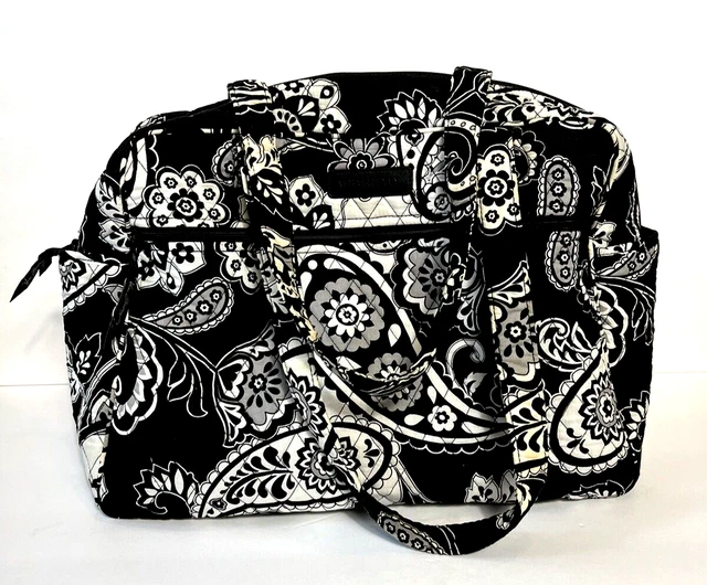 Vera Bradley Midnight Paisley Tote Black White Overnight Weekend Diaper Travel Vera Bradley Midnight Paisley Tote Black White Overnight Weekend Diaper Travel