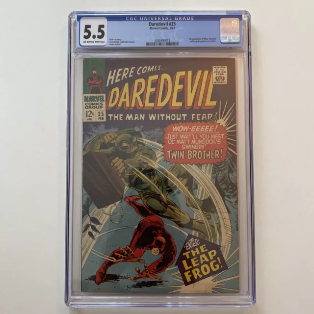 Daredevil #25 1967 CGC 5.5 Off-White To White Pages 1st Mike Murdock & Leap Frog
