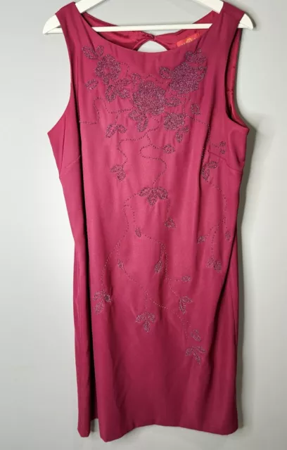 Sangria Dress Lined Size 16 Sleeveless And Embroidered Dress Color Fuchsia Pink