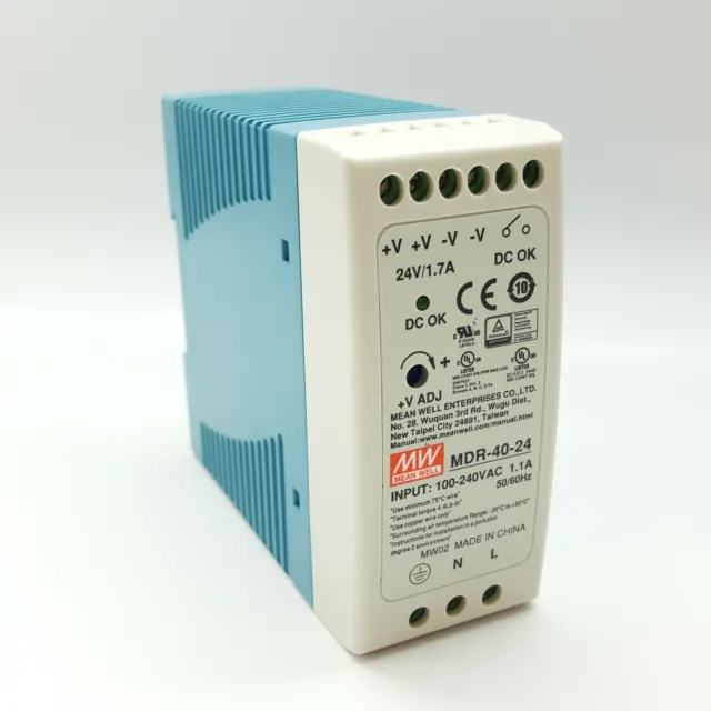 MW Mean Well MDR-40-24 Power Supply Switched Mode 40W 24VDC 1.7A 50/60Hz