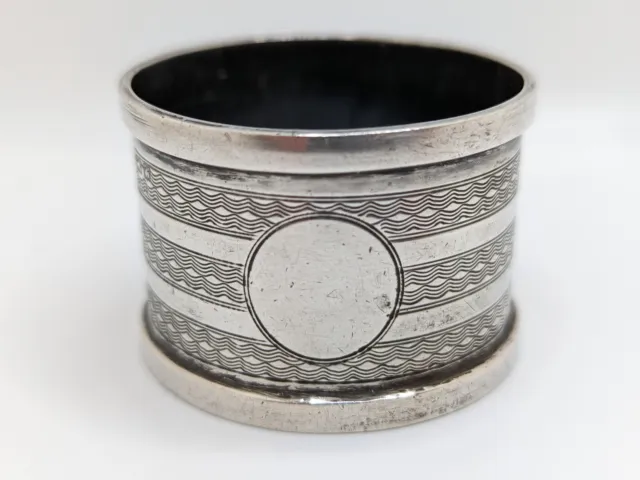 Antique English Sterling Silver Napkin Ring, blank cartouche, dated 1921