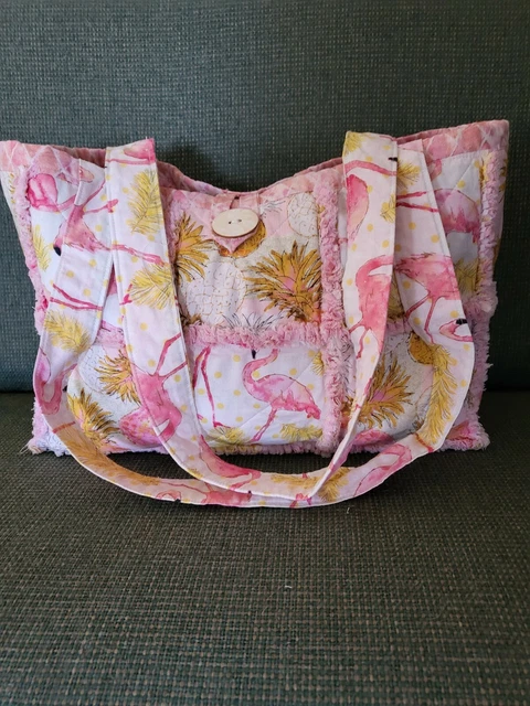 Flamingo Pineapple Rag Quilt Diaper Bag Tote Purse