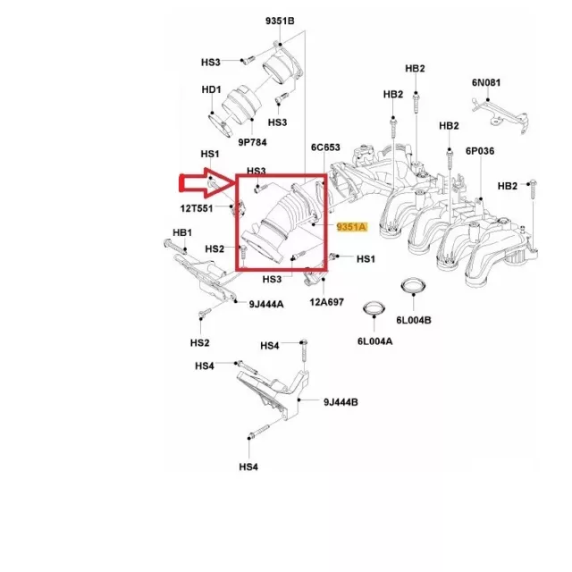 TUYAU COLLECTEUR ADMISSION pour FOCUS FIESTA C-MAX 90CV 1.6 = 3M5Q9351EB,1496233 2