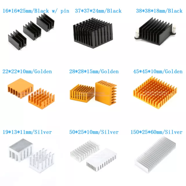 Golden/Black/Silver Aluminum Heatsink Heat Sink Thermal Cooling Fin Blade CPU IC