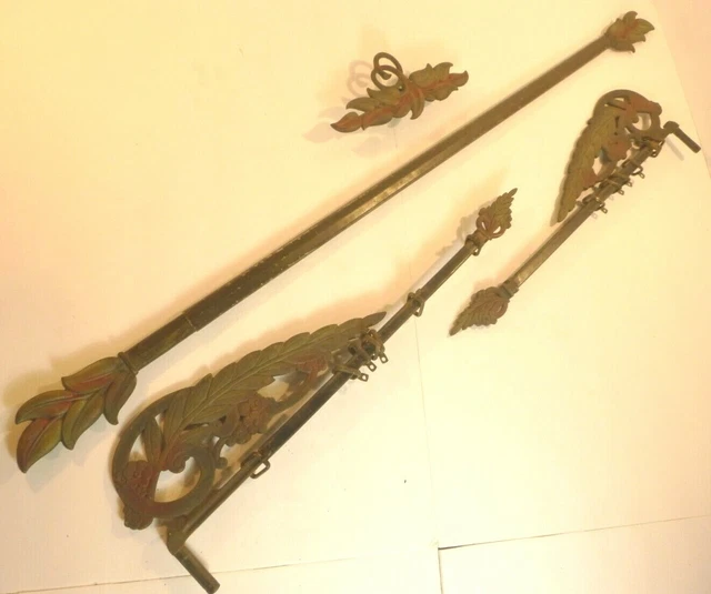 Vintage Cast Metal Swing Arms Curtain Drapery Rods EXTENDABLE MADE BY JUDD