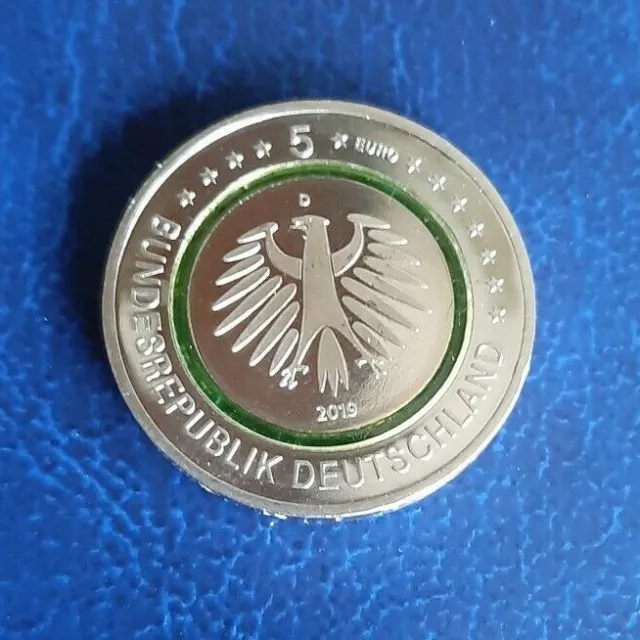 Deutschland 5 Euro Gemässigte Zone 2019 D Sammlermünze Grüner Polymerring