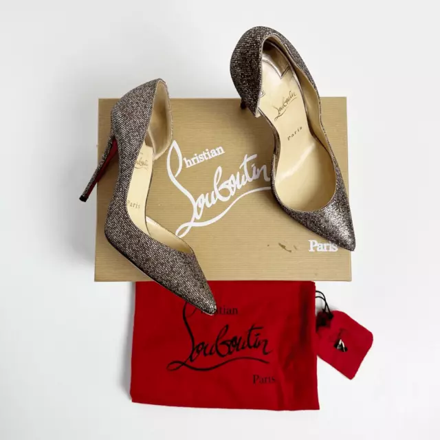 CHRISTIAN LOUBOUTIN Iriza Glitter Size 37 US 6 Regina Specchio Oxyde 100mm Pumps