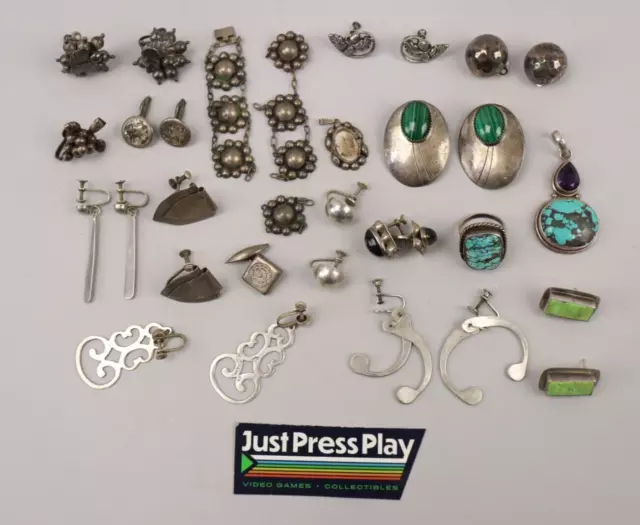 Large Lot: 925 Sterling Silver Jewelry - Earrings, Pendants & More - Some Mexico