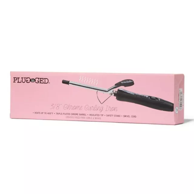 Plugged In HeatMaster Chrome Curling Iron 3/8 Inch