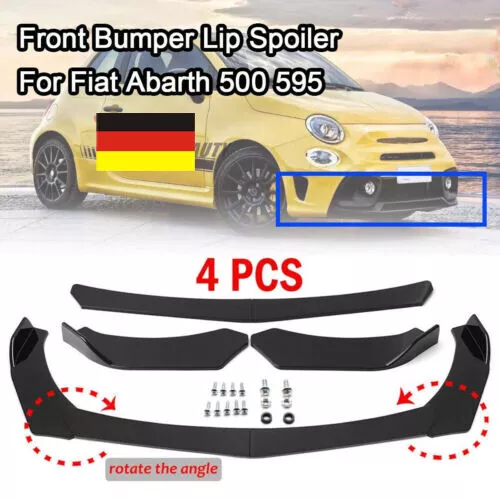 Für Fiat Abarth 500 595 Front Spoiler Lippe Stoßstange Schwarz Glanz ABS