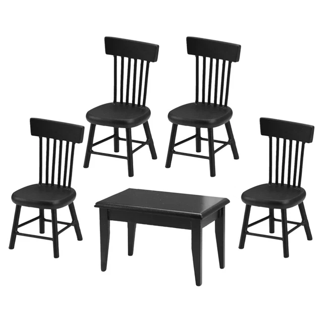 Mini Silla De Madera Negra Modelo Mesa Y Silla Mini Muebles Comida Juegos