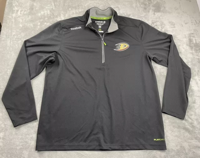 Anaheim Ducks Mens XL Reebok Center Ice Collection Pullover 1/4 Zip Black