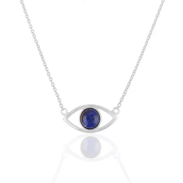 925 Sterling Silver Blue Evil Eye Pendant Necklace Women Protection Jewelry