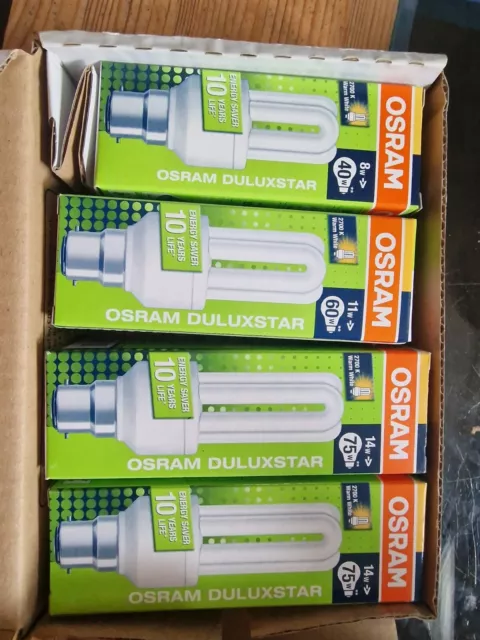 4x Osram DuluxStar 40w ,60w,75w,65w Bulbs Energy Saving Lumilux Warm White New