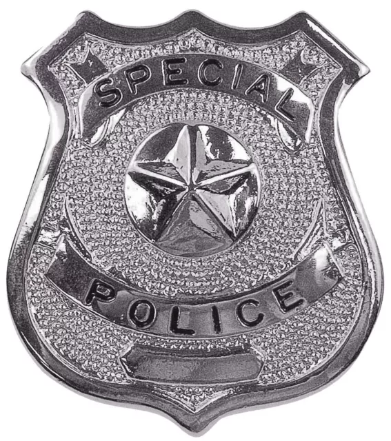 Silver Special Police Shield Badge Halloween Dress-up Uniform Pin Pretend Play