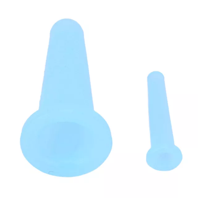 (Blue) Face Cupping Set 2 PCS Facial Vacuum Massage Cups Soft Silicone