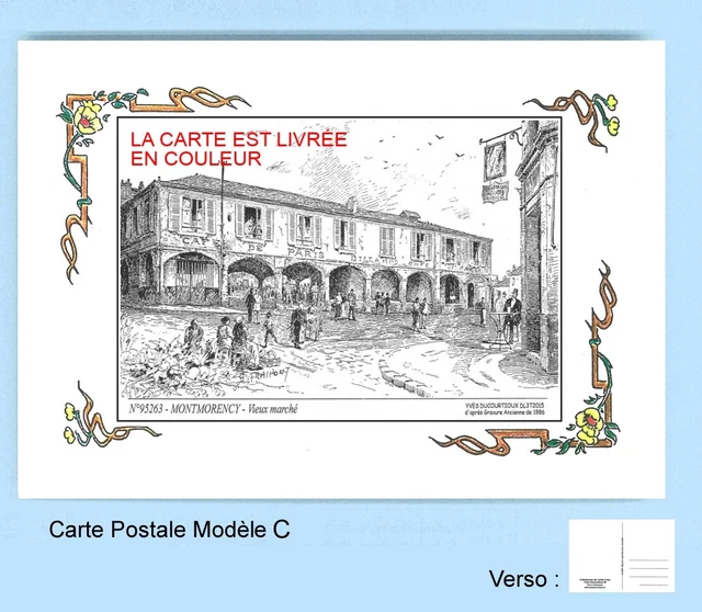 CP C 95263 CARTE POSTALE DESSIN tour Fleurs 95 MONTMORENCY