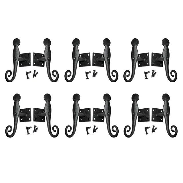 Black Shutter Dog Rat Tail Hand Forged Iron Rustproof Set of 6 Renovators Supply