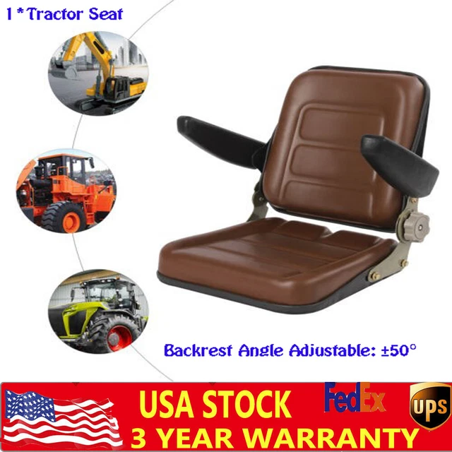 Universal Tractor Forklift Seat W/Armrest & Adjustable Backrest For Dumper Mower